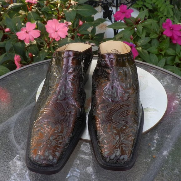 LUCCHESE Charlie 1 Horse BOOTS Western Leather Mule Slides Brown size 7 - Picture 2 of 3